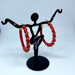 Steve Madden Red and Gold Hoops Size 1”